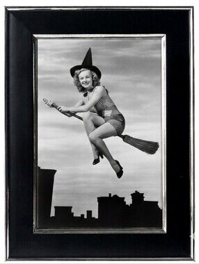 Vintage Flying Pin Up Witch Wican Pagan Halloween Witches Framed Photo Print Art